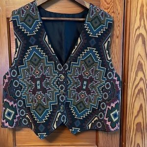 Southwestern Tapestry Vest Large Lined